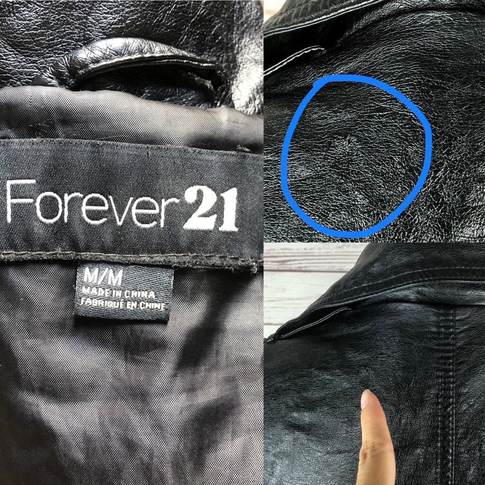 FOREVER21 Faux Leather & Fabric Moto Biker jacket - Picture 8 of 8